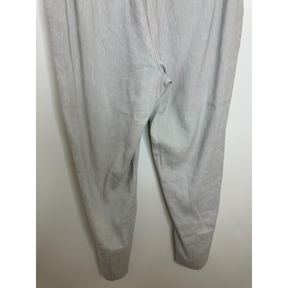 New J. Jill Button Hem Ankle Pants Zinc White Gray Linen Blend Stretch Medium - Picture 14 of 16